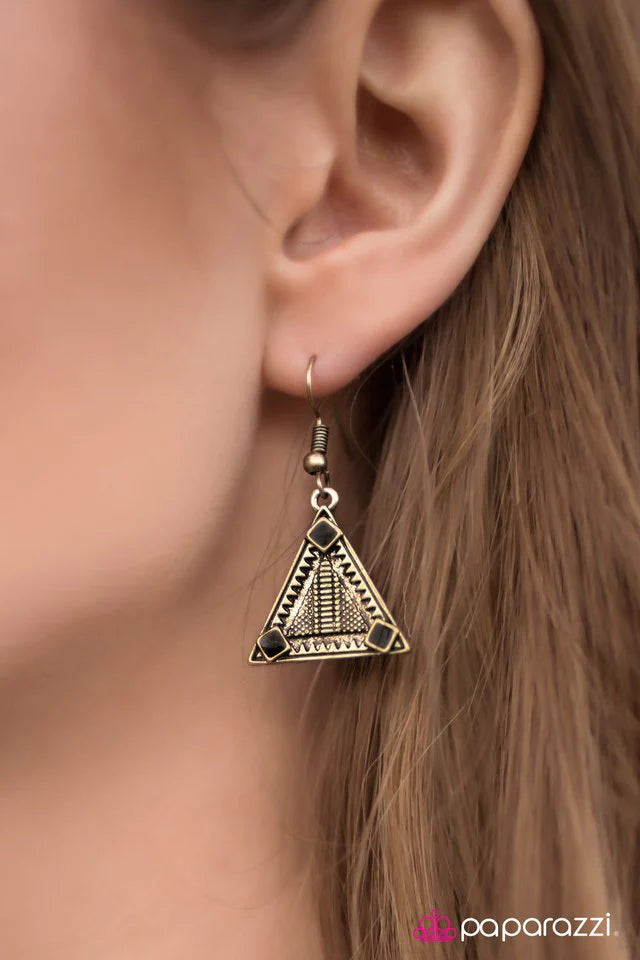 Paparazzi Earring ~ Nights Over Egypt - Brass