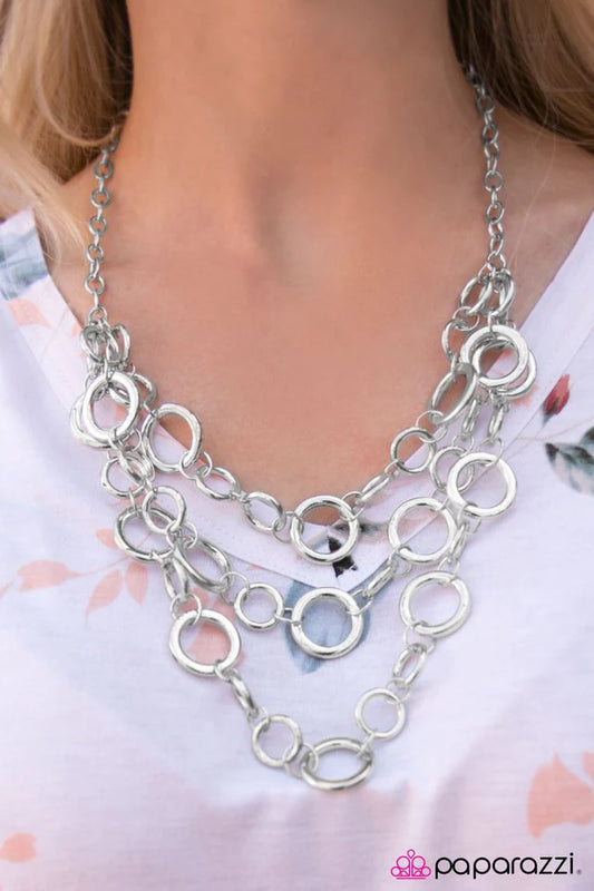 Paparazzi Necklace ~ Hoop Dance - Silver