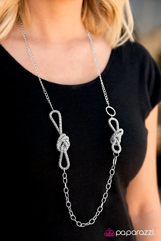 Paparazzi Necklace ~ Its KNOT Me, Its You - Silver