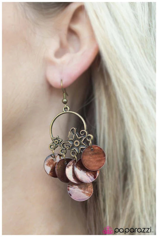 Paparazzi Earring ~ Aquamarine Dream - Brown