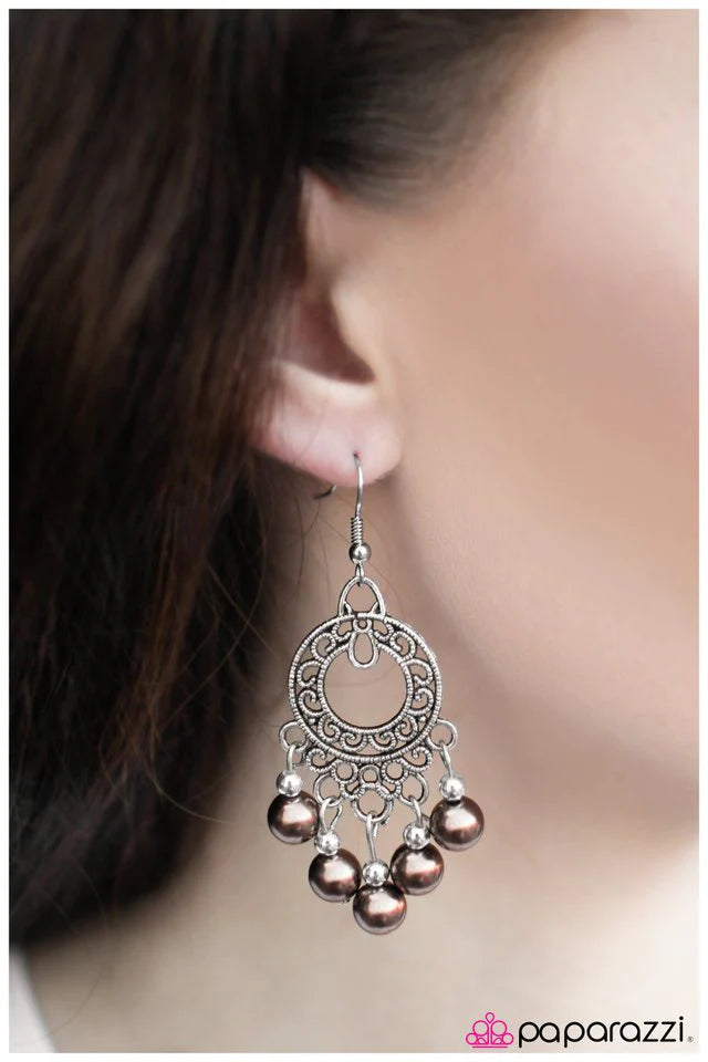 Paparazzi Earring ~ Hey Baby - Brown