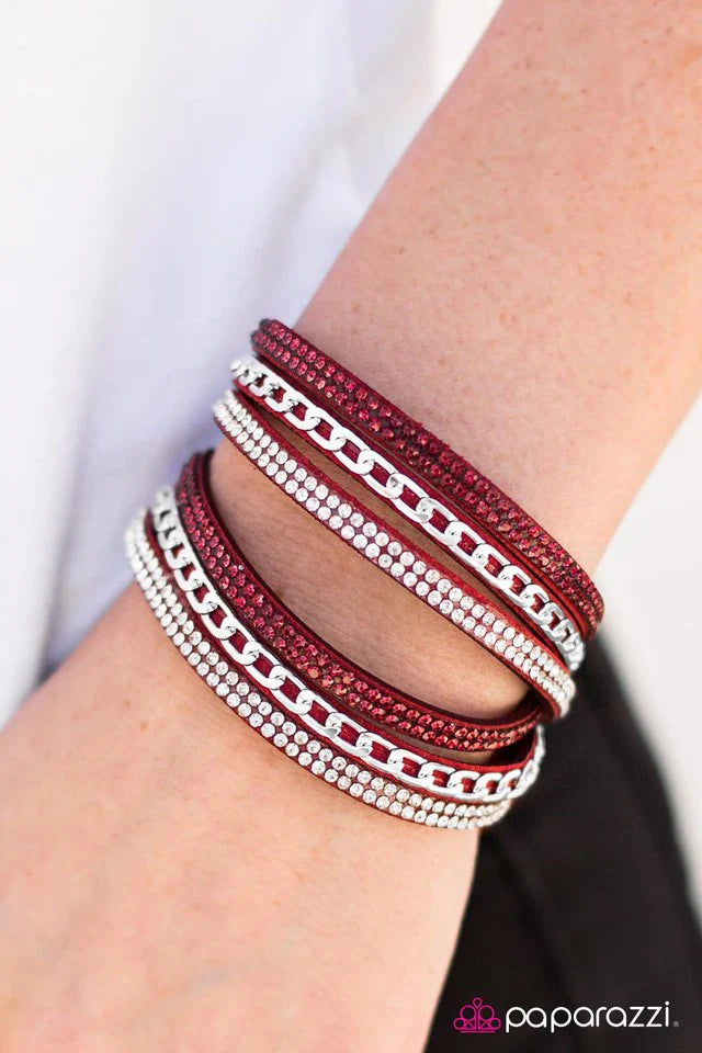 Paparazzi Bracelet ~ Put On Your Game Face - Red