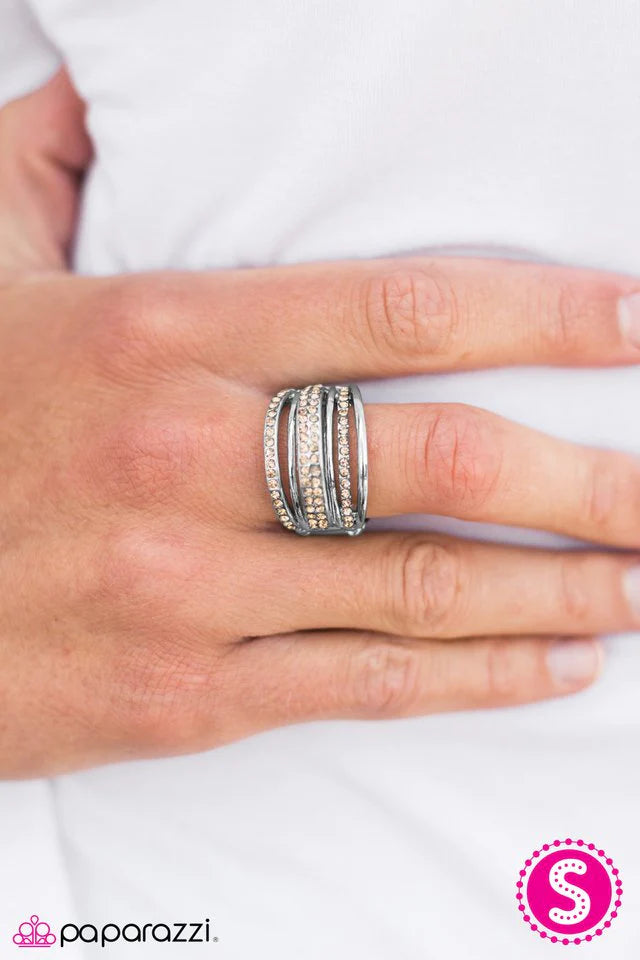 Paparazzi Ring ~ Crystal Bridges - Brown