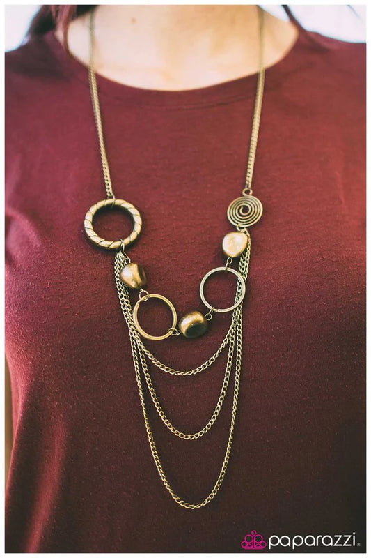 Paparazzi Necklace ~ Wonderful Crazy Night - Brass