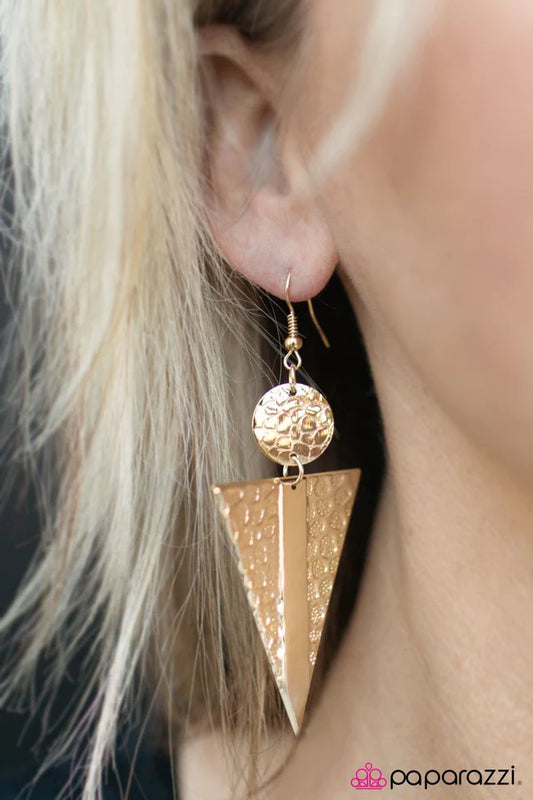 Paparazzi Earring ~ Dont TRI This At Home - Gold