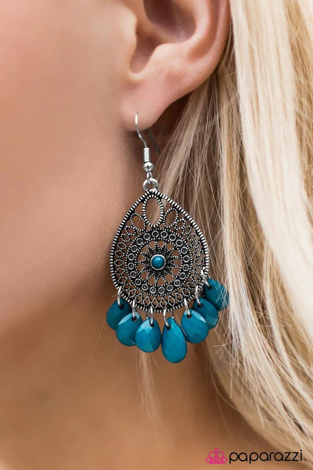 Paparazzi Earring ~ Take A Trip - Blue