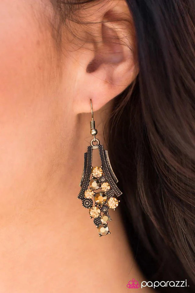 Paparazzi Earring ~ Starlight Samba - Brass