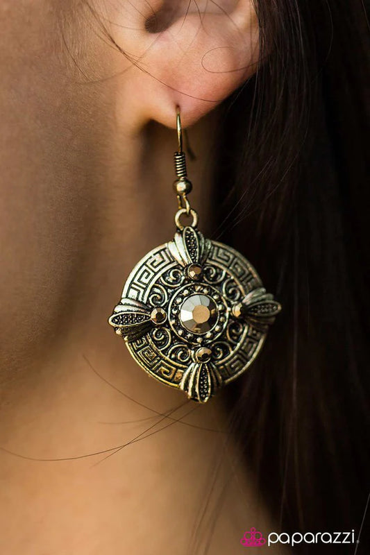 Paparazzi Earring ~ Wish Away - Brass