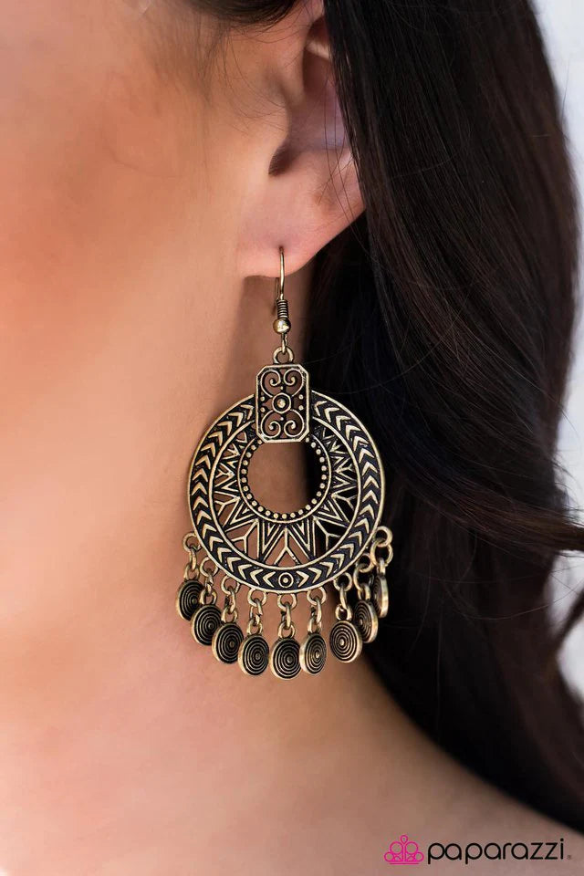 Paparazzi Earring ~ My CHIME to Shine - Brass