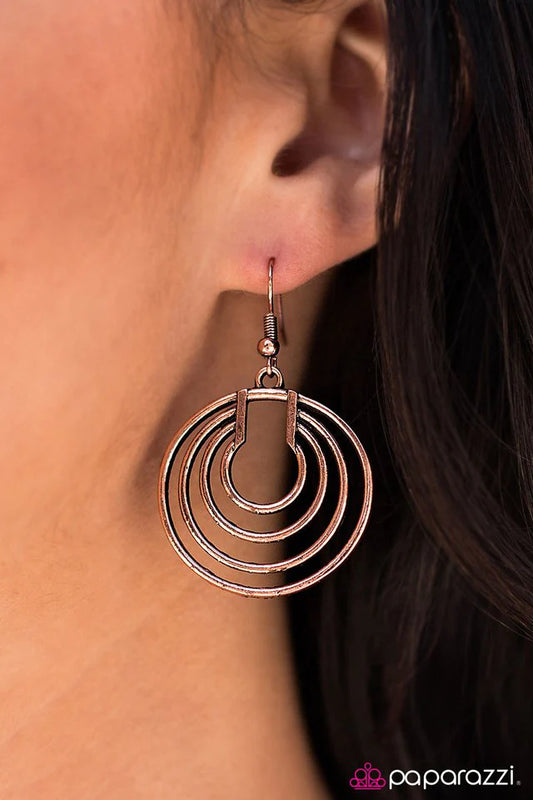 Paparazzi Earring ~ A Spiraling Sensation - Copper