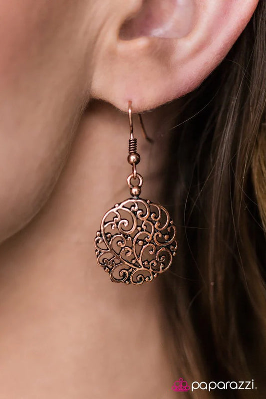 Paparazzi Earring ~ Whats Yours Is VINE - Copper