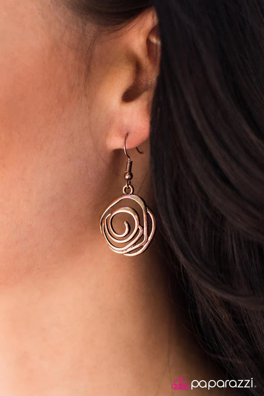 Paparazzi Earring ~ Sweet as Roses - Copper