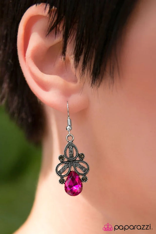 Paparazzi Earring ~ I Dream In Glitter - Pink