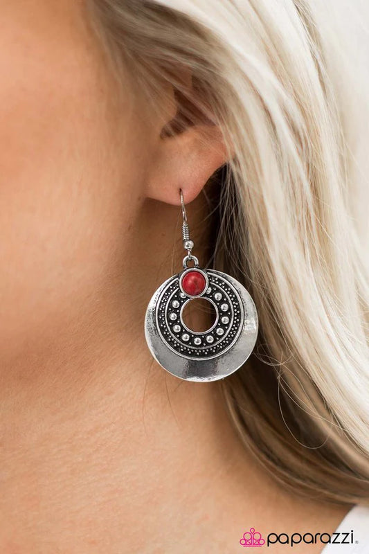 Paparazzi Earring ~ The Scenic Trail - Red