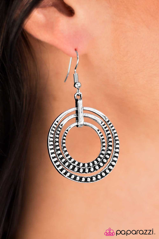 Paparazzi Earring ~ You Make Me Dizzy  - Silver