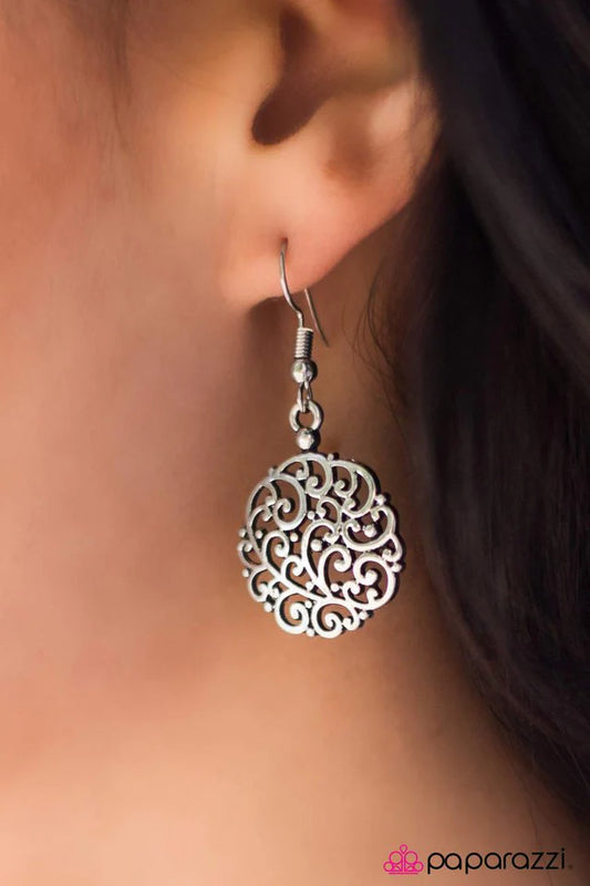 Paparazzi Earring ~ Whats Yours Is VINE - Silver