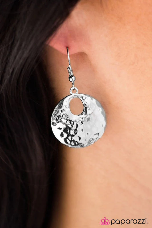 Paparazzi Earring ~ SHIMMER Me Timbers - Silver