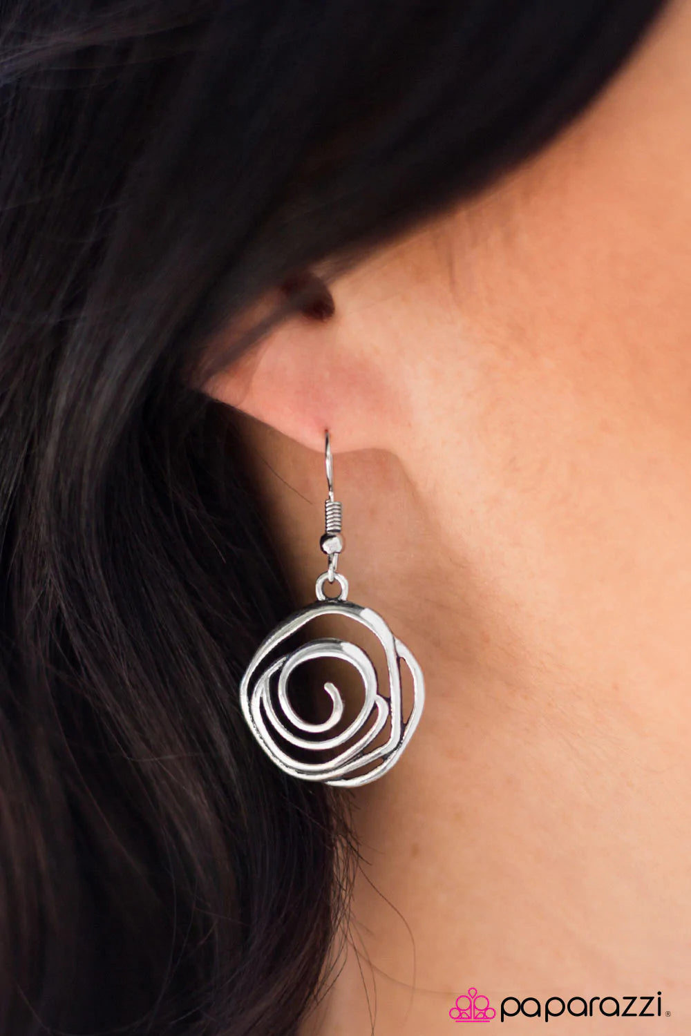 Paparazzi Earring ~ Sweet As Roses  - Silver