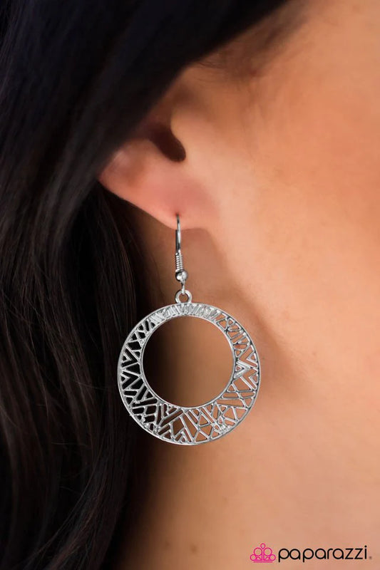 Paparazzi Earring ~ The Rising Sun -Silver