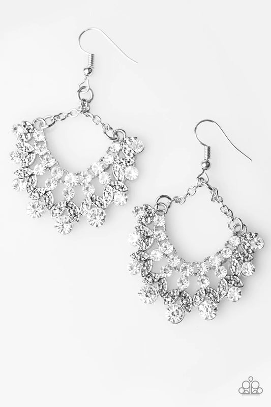 Paparazzi Earring ~ Hey, Glitter Glitter - White