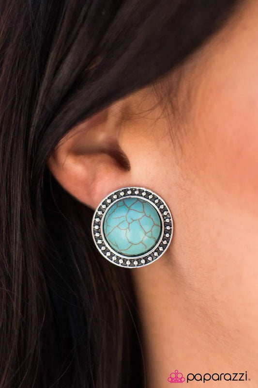 Paparazzi Earring ~ Big Country - Blue