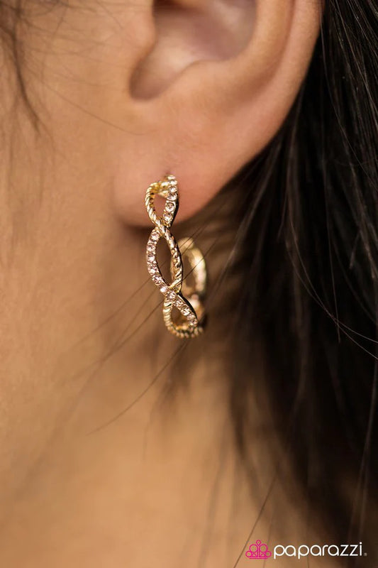 Paparazzi Earring ~ Dainty Decadence - Gold