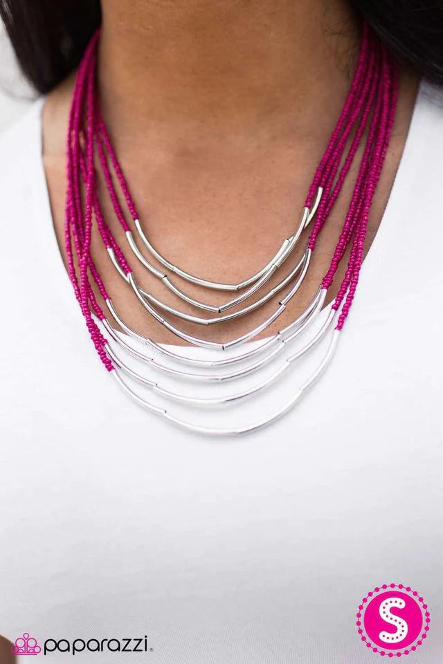 Paparazzi Necklace ~ Living The GLEAM - Pink