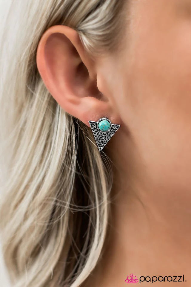 Paparazzi Earring ~ Just A Little Bite - Blue