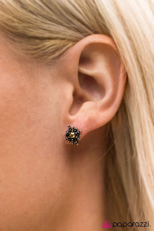 Paparazzi Earring ~ Stellar Sparkle - Brass