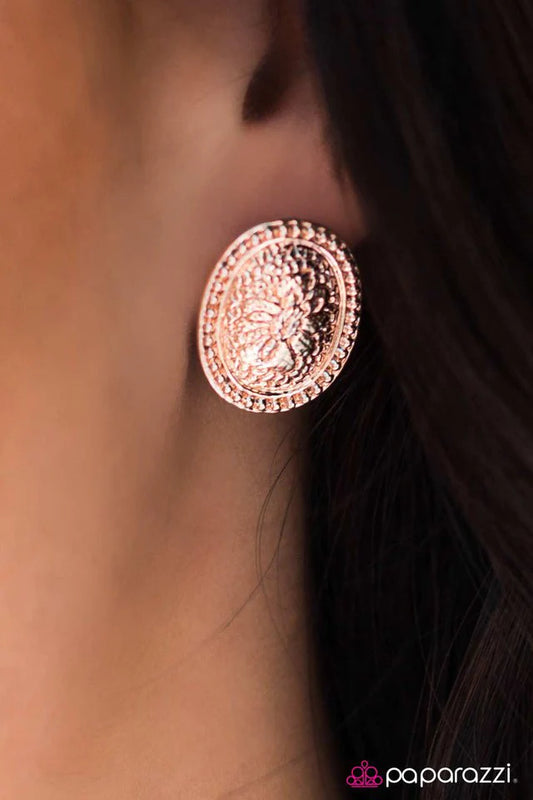 Paparazzi Earring ~ Private Island - Rose Gold