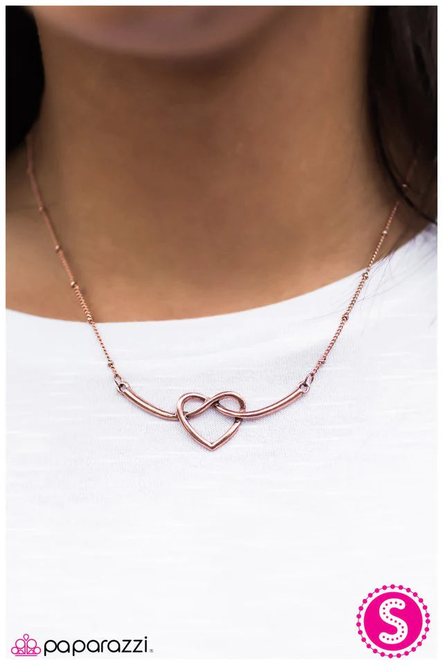 Paparazzi Necklace ~ Open Your Heart - Copper