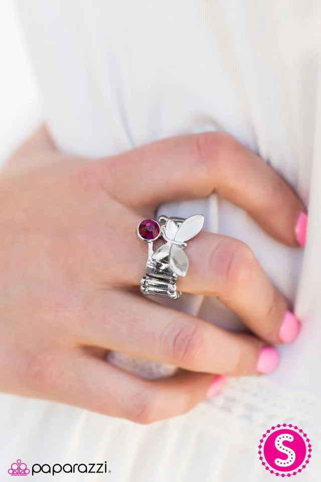 Paparazzi Ring ~ Butterfly Fly By - Pink