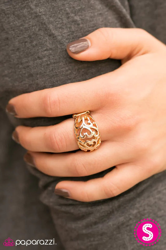 Paparazzi Ring ~ Open Hearts - Gold