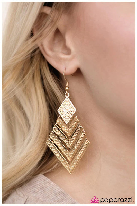 Paparazzi Earring ~ One With The Tribe - Gold
