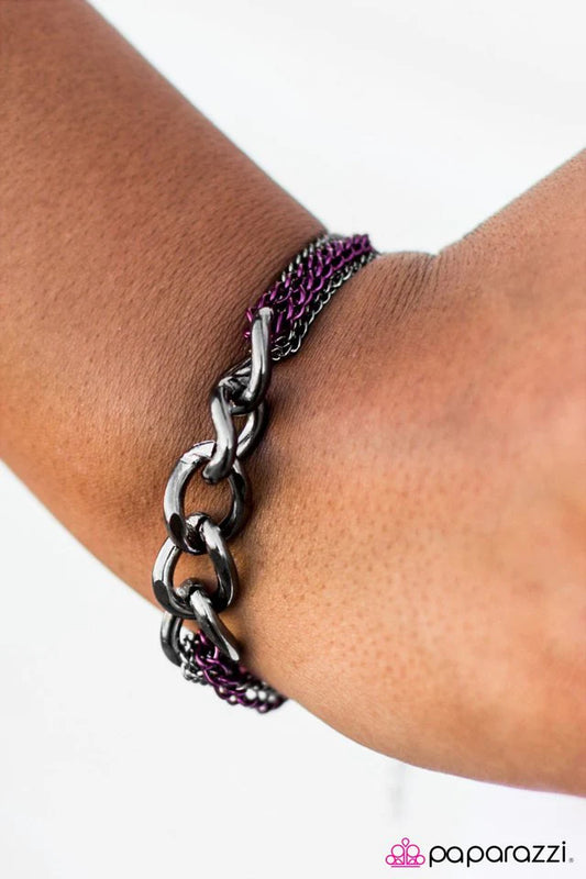 Paparazzi Bracelet ~ Double Play - Purple