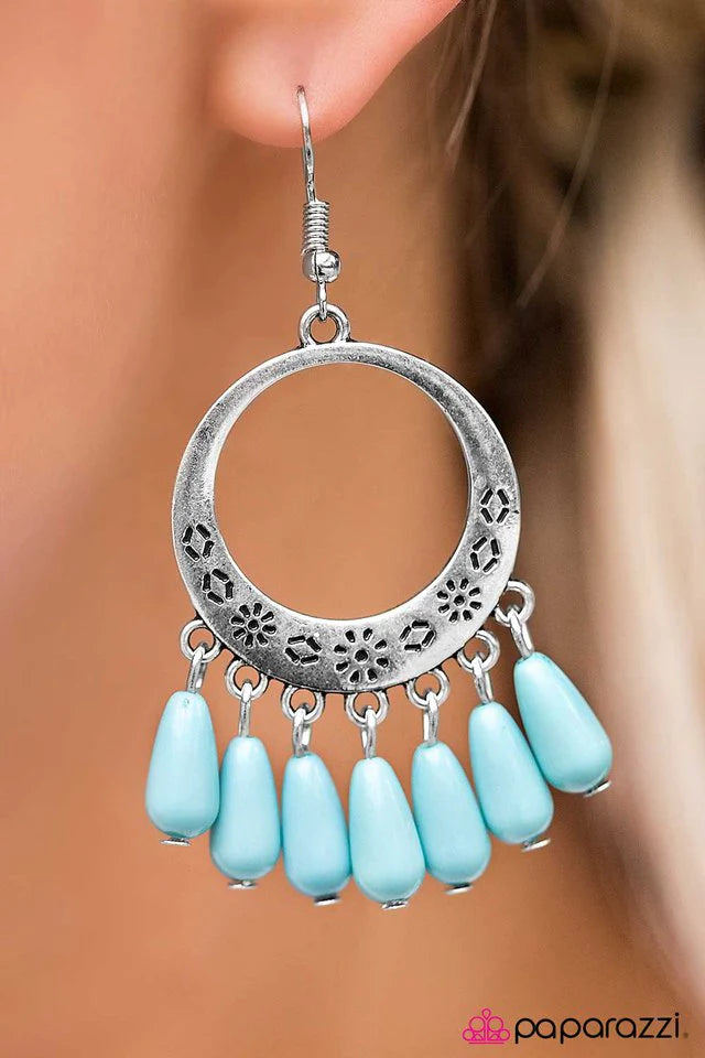 Paparazzi Earring ~ Think Color - Blue