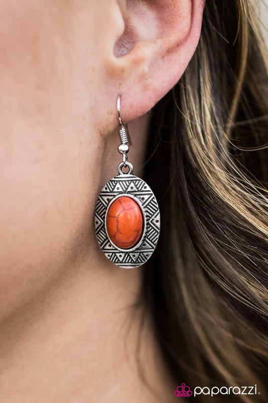 Paparazzi Earring ~ Sunny Sunstones - Orange