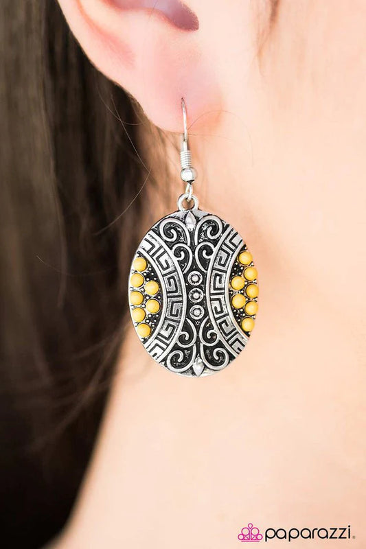 Paparazzi Earring ~ Wherever I MAYAN Roam - Yellow