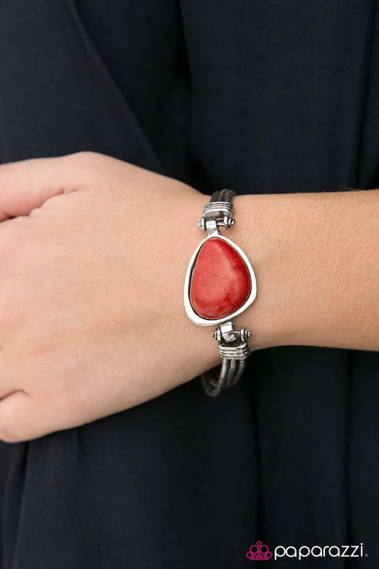 Paparazzi Bracelet ~ Stone Art - Red