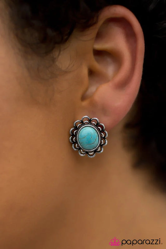 Paparazzi Earring ~ Turn To Stone - Blue