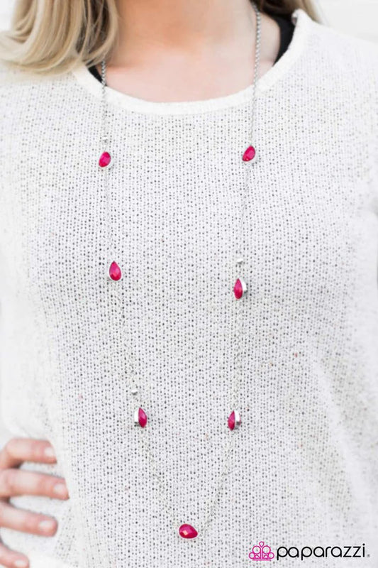 Paparazzi Necklace ~ Teardrop Diva - Pink