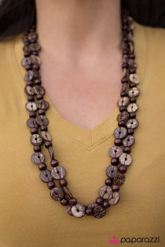 Paparazzi Necklace ~ Woodnt You Like To Know - Brown