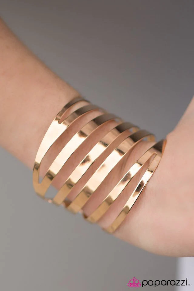 Paparazzi Bracelet ~ Get Over It - Gold