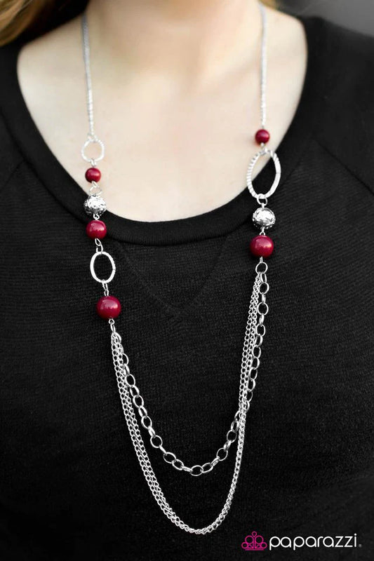 Paparazzi Necklace ~ Somewhere Along The Line - Red