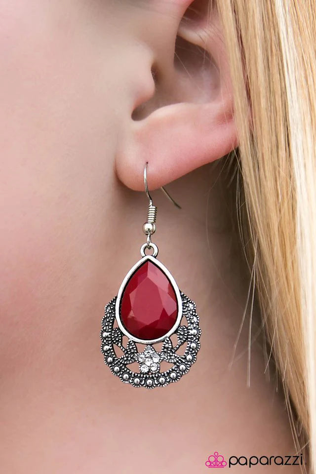 Paparazzi Earring ~ Home Sweet Home - Red