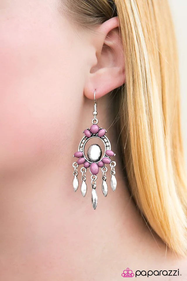 Paparazzi Earring ~ Catch Me If I Fall - Purple