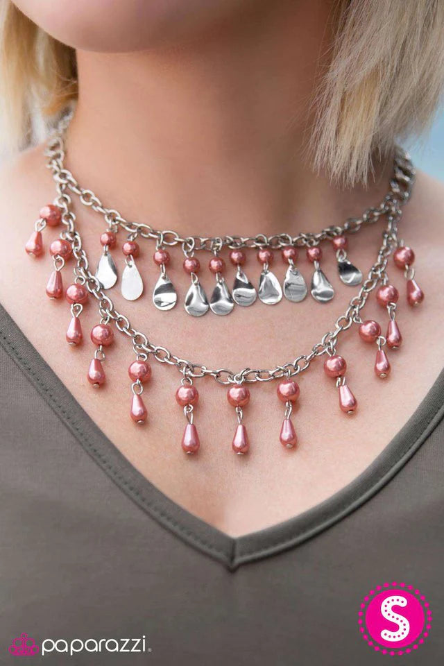 Paparazzi Necklace ~ The Drop Top - Pink