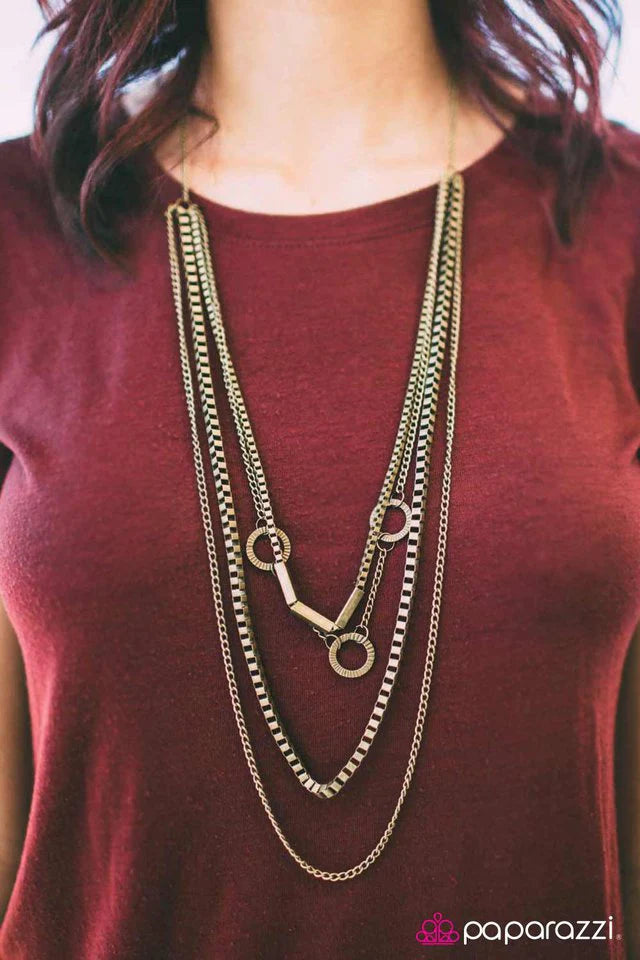 Paparazzi Necklace ~ Go Go Gadget - Brass