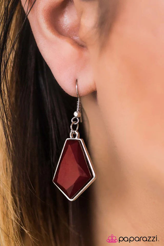 Paparazzi Earring ~ Western Gem - Red