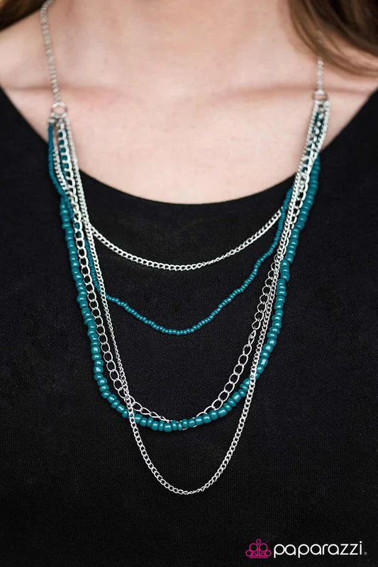 Collar Paparazzi ~ No Place Id Rather BEAD - Azul